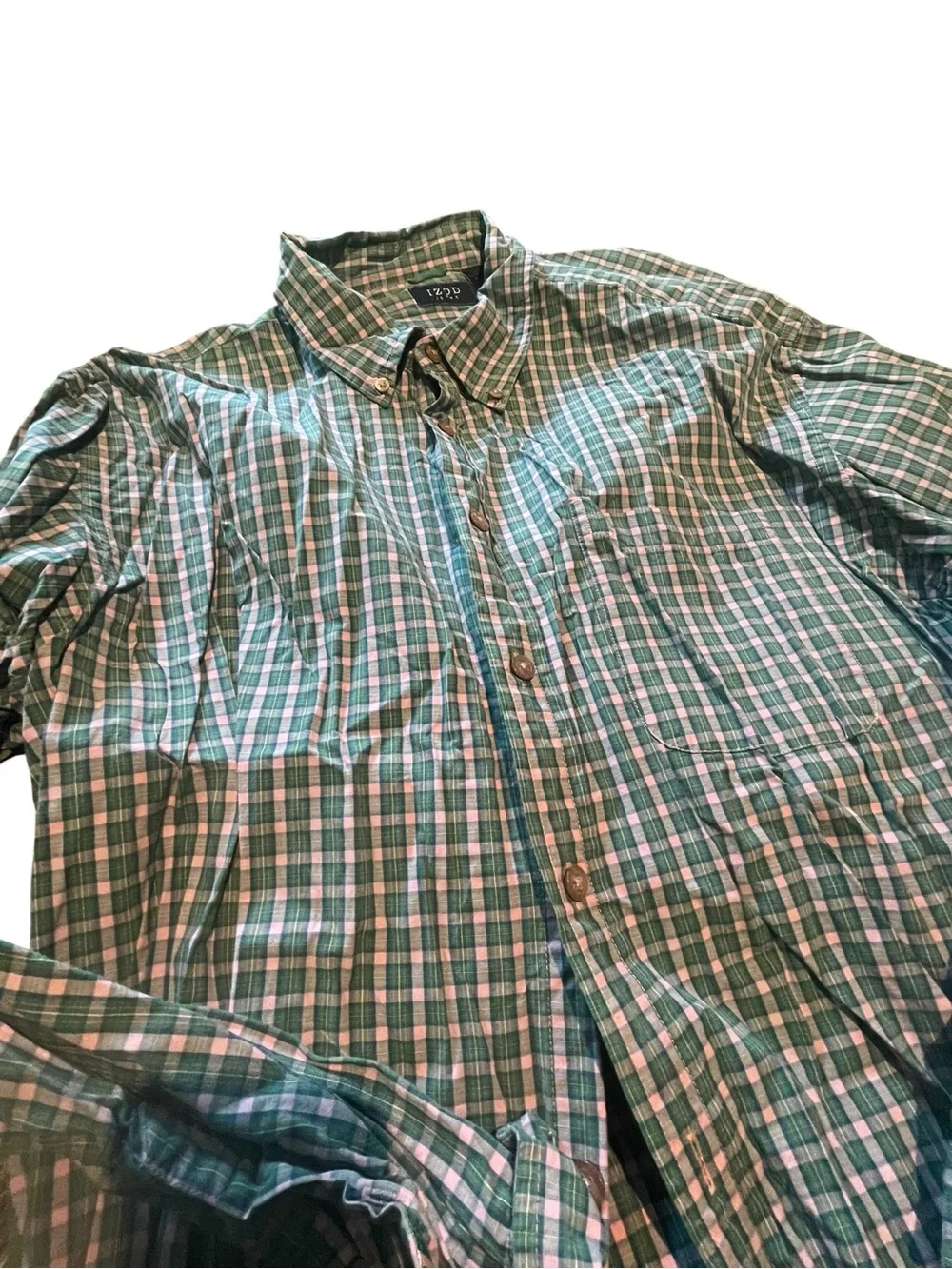 Izod size XL Men's Green Plaid Button-Down Shirt never worn